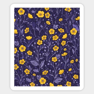 Buttercups, yellow and violet Sticker